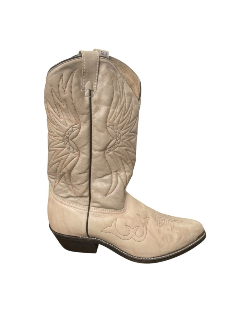 VINTAGE Men’s Bullrider Western Cowboy Boots Beige Tan Cream 11-2E